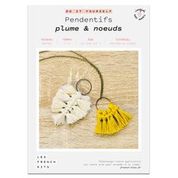 Bijoux Macramé - 2 Pendentifs jaune et écru