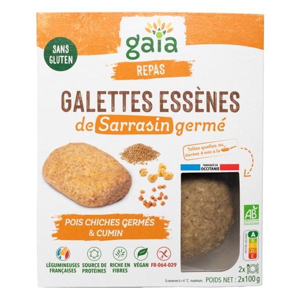 Galettes Essènes de sarrasin germé pois chiches cumin 2x100g