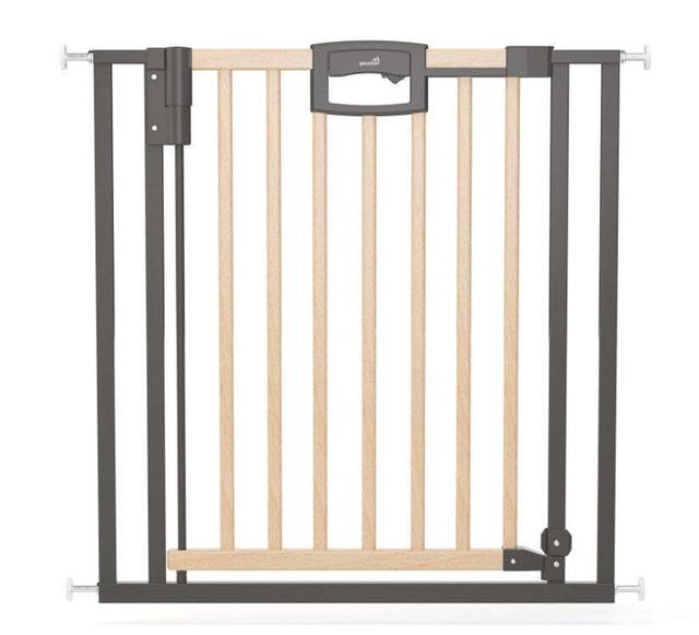 Barrière Easylock Plus métal et bois 80.5-88.5cm blanc et gris