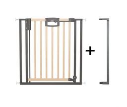 Barrière Easylock Plus métal et bois 88.5-96.5cm blanc et gris