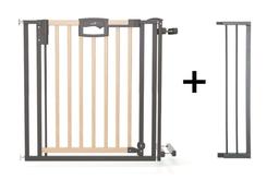 Barrière Easylock Plus métal et bois 100.5-108.5cm blanc et gris