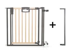 Barrière Easylock Plus métal et bois 92.5-100.5 cm blanc et gris