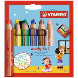 6 crayons Woody Stabilo - multi support