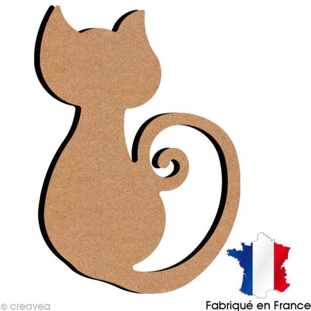 Chat avec queue spirale en bois 15 cm