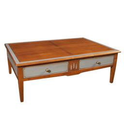 Table basse 120 cm avec 2 tiroirs, merisier massif