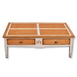 Table basse 120 cm avec 2 tiroirs, merisier massif