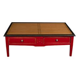 Table basse 120 cm avec 2 tiroirs, merisier massif