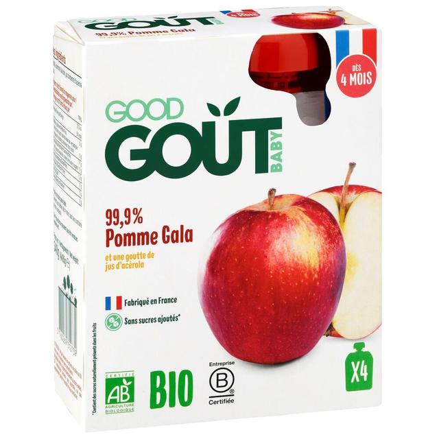 Gourdes de fruits pomme gala 4x85g - Dès 4 mois