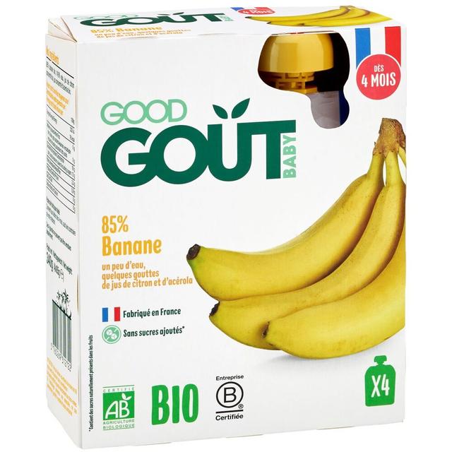 Gourdes de fruits banane 4x85g - Dès 4 mois