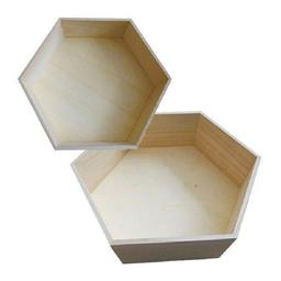 2 étagères hexagonales en bois 30 x 26 cm et 36 x 31 cm