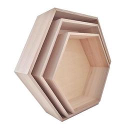 3 étagères hexagonales en bois