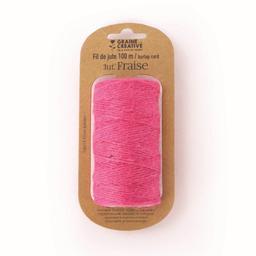 Bobine de fil de jute - Rose - 100 m x 2 mm