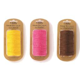 3 bobines de fil de jute 100 m x 2 mm - jaune-rose-marron