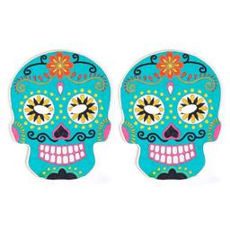 12 masques plats en carton à colorier - Calavera mexicaine