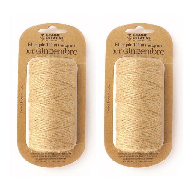 2 bobines de fil de jute - Naturel - 100 m