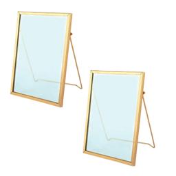 2 cadres en verre vintage - rectangle - 13 x 18,5 cm