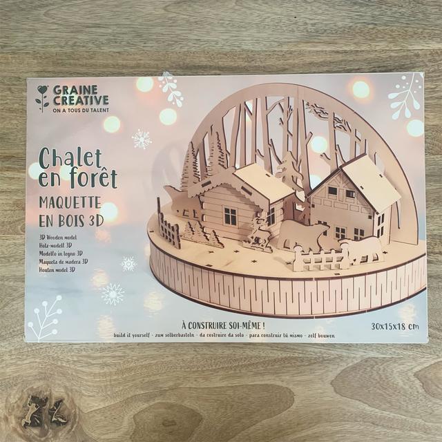 Maquette 3D en bois - Chalet en forêt