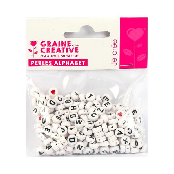 Sachet de 250 Perles Alphabet Blanc