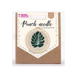 Coffret Punch needle - Feuille tropicale Ø 20 cm