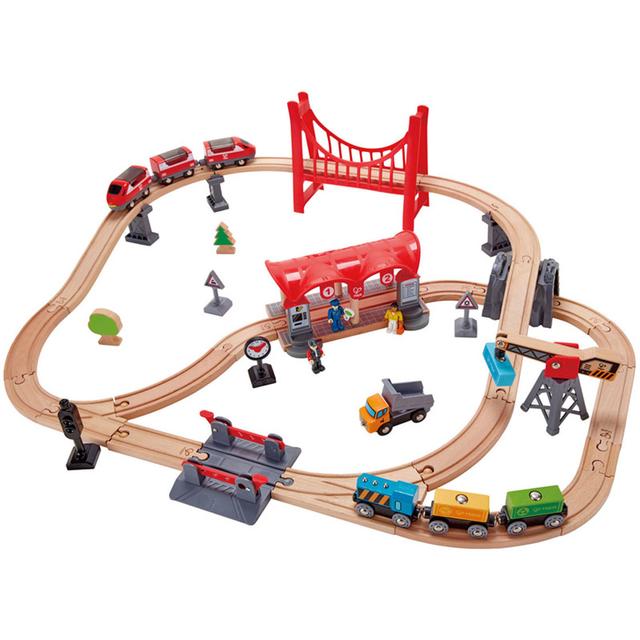 Circuit de train en bois - la ville animée - HAPE