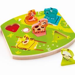 Puzzle sonore en bois pour bébé les animaux de la ferme - HAPE