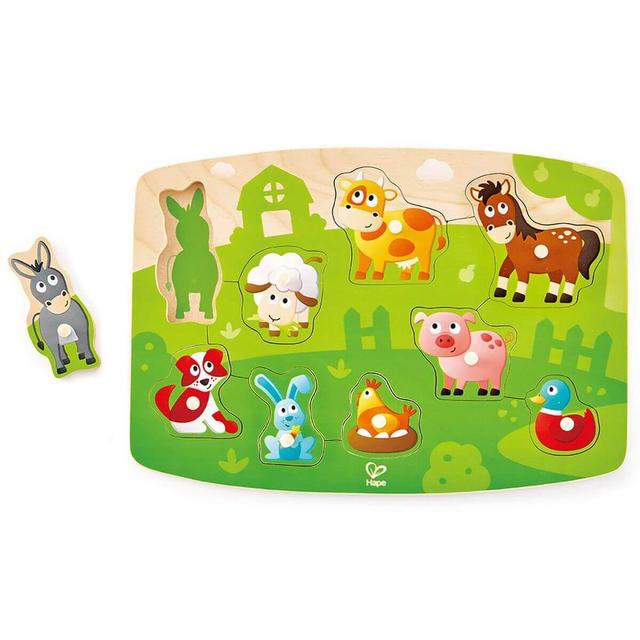 Puzzle boutons en bois - les animaux de la ferme - HAPE