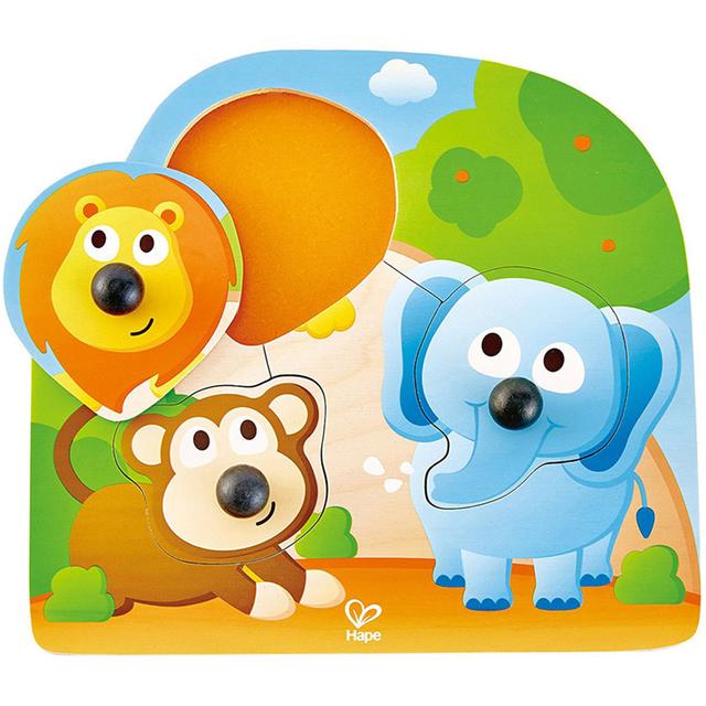 Puzzle en bois animaux de la jungle avec de gros boutons - HAPE