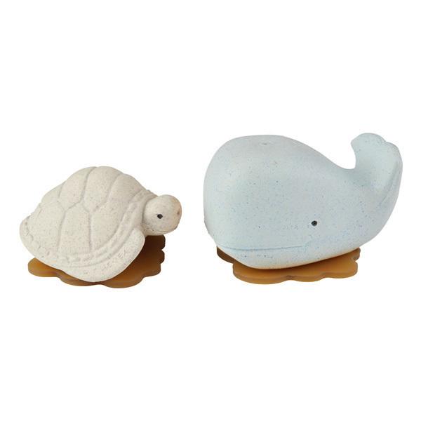 Coffret 2 jouets de bain caoutchouc naturel baleine et tortue