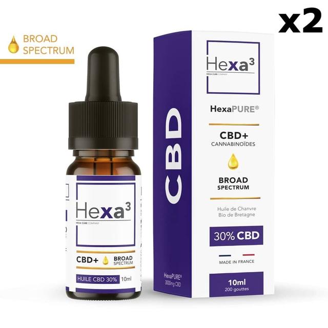 Lot 2 Huiles CBD Chanvre Bio 3000mg (30%) HexaPURE (sans THC)