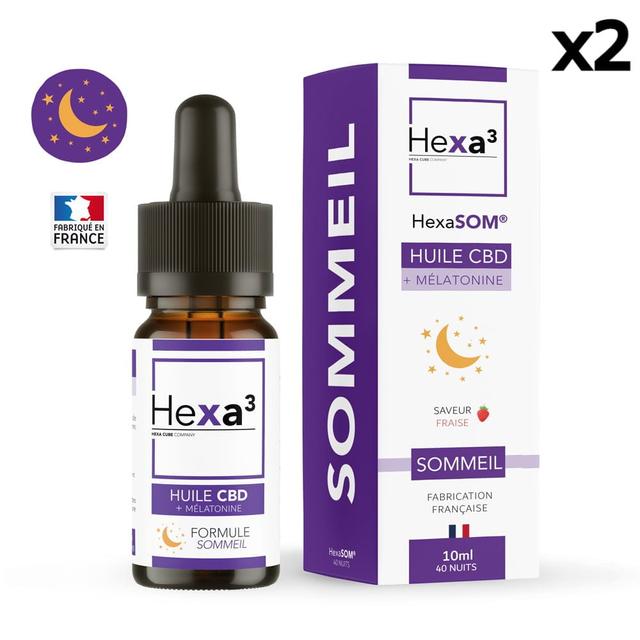 Lot 2 Huiles CBD Sommeil 15% CBD + Mélatonine HexaSOM, sans THC