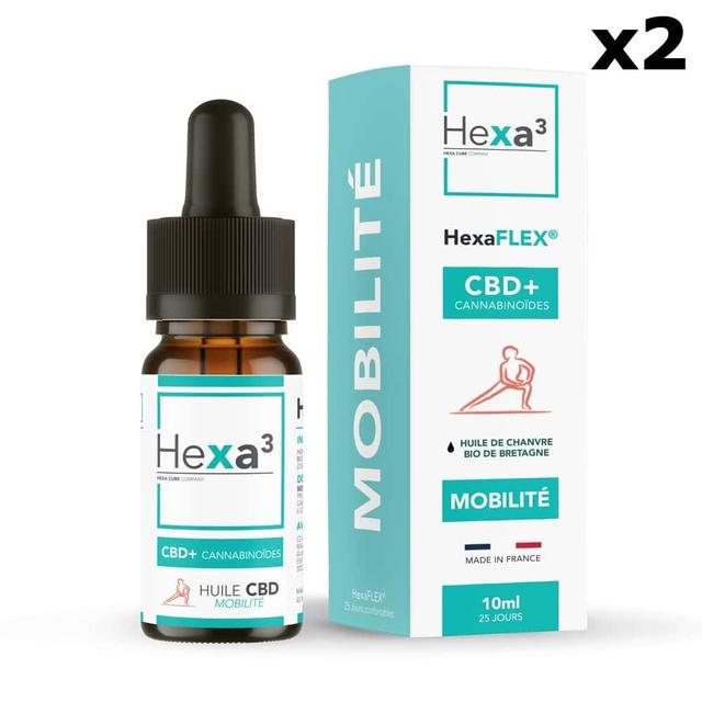 Lot 2 Huiles CBD Mobilité Chanvre Bio 2000mg (20%) HexaFLEX