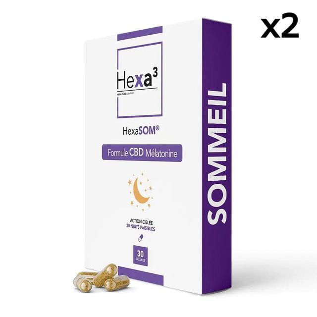 Lot 2 x 30 Gélules CBD Sommeil HexaSOM 2x1500mg, sans THC