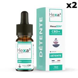 Lot 2 Huiles CBD Détente 2000mg HexaZEN sans THC (2x10ml)