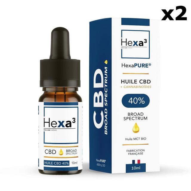 Lot 2 Huiles CBD HexaPURE, 40% / 4000mg, sans THC (2x10ml)