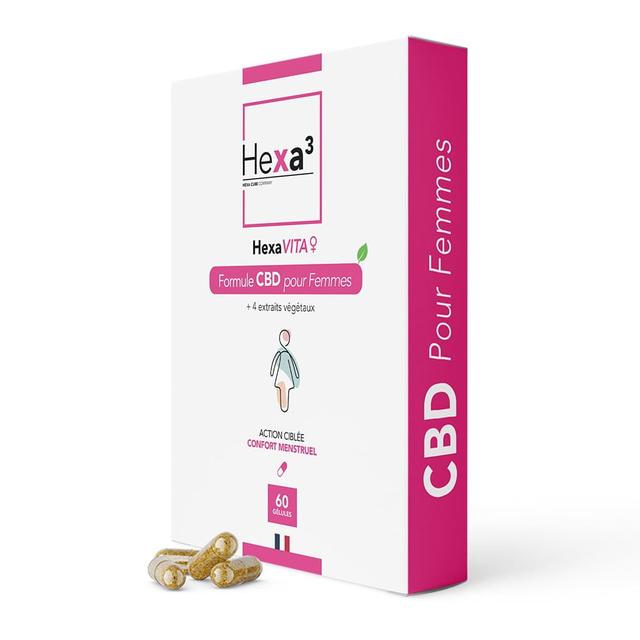 60 Gélules CBD Confort Menstruel HexaVITA 1500mg, sans THC