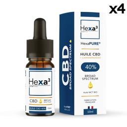 Lot 4 Huiles CBD HexaPURE, 40% / 4000mg, sans THC (4x10ml)