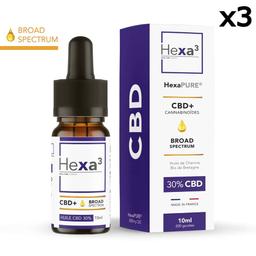 Lot 3 Huiles CBD Chanvre Bio 3000mg (30%) HexaPURE (sans THC)