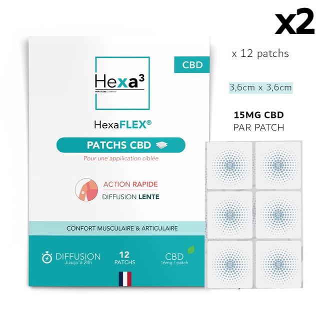 24 Patchs CBD HexaFLEX, Muscle et Articulation (15mg CBD/patch)