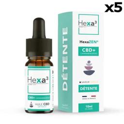 Lot 5 Huiles CBD Détente 2000mg HexaZEN sans THC (5x10ml)