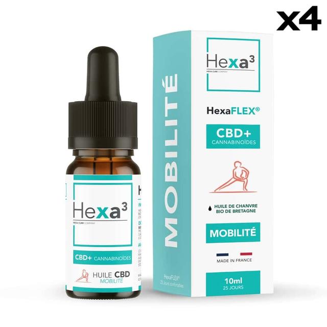 Lot 4 Huiles CBD Mobilité Chanvre Bio 2000mg (20%) HexaFLEX