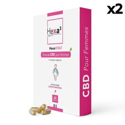 Lot 2 x 60 Gélules CBD Confort Menstruel HexaVITA, sans THC