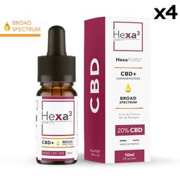 Lot 4 Huiles CBD Chanvre Bio 2000mg (20%) HexaPURE (sans THC)