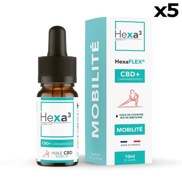 Lot 5 Huiles CBD Mobilité Chanvre Bio 2000mg (20%) HexaFLEX