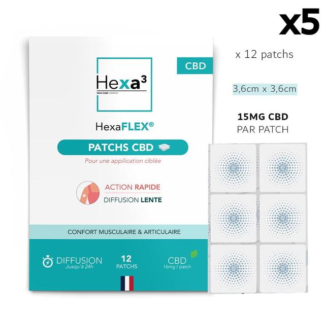 60 Patchs CBD HexaFLEX, Muscle et Articulation (15mg CBD/patch)