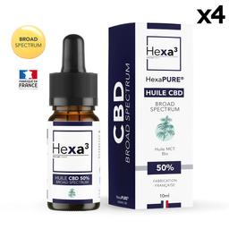 Lot 4 Huiles CBD Chanvre Bio 5000mg (50%) HexaPURE (sans THC)