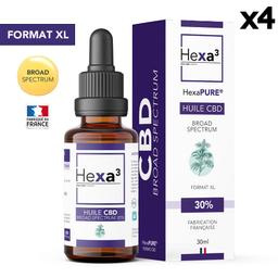 Lot 4 Huiles CBD Grand Format HexaPURE, 30% / 9000mg, 4x30ml