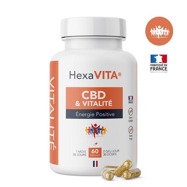 60 Gélules CBD Energie Vitalité, HexaVITA 1500mg, sans THC