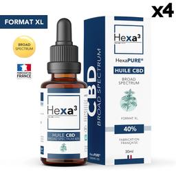 Lot 4 Huiles CBD Grand Format HexaPURE, 40% / 12000mg, 4x30ml