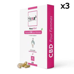 Lot 3 x 60 Gélules CBD Confort Menstruel HexaVITA, sans THC