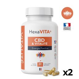 Lot 2 x 60 Gélules CBD Energie Vitalité, HexaVITA, 2x1500mg